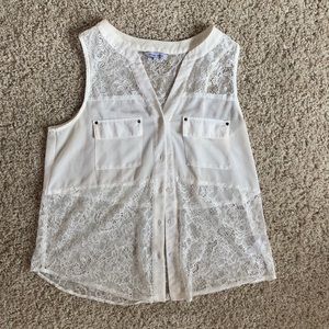 Beautiful White Sheer & Lace Blouse